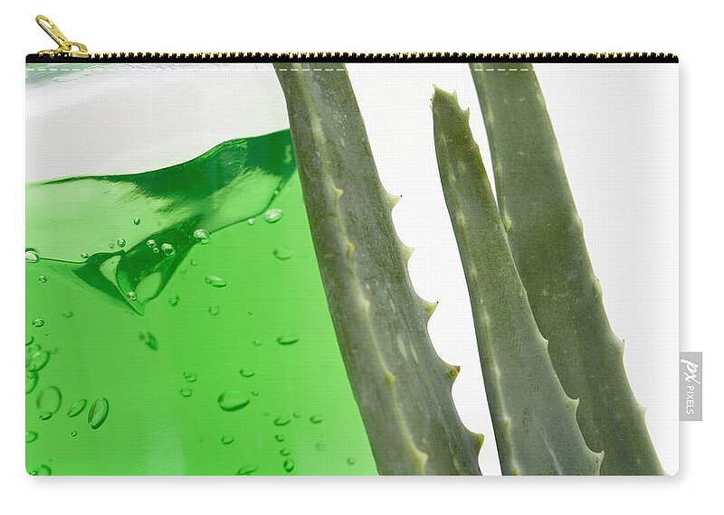 Aloe Vera Plant Zip Pouch featuring the photograph Aloe Vera Plant And Gel by Science Stock Photography