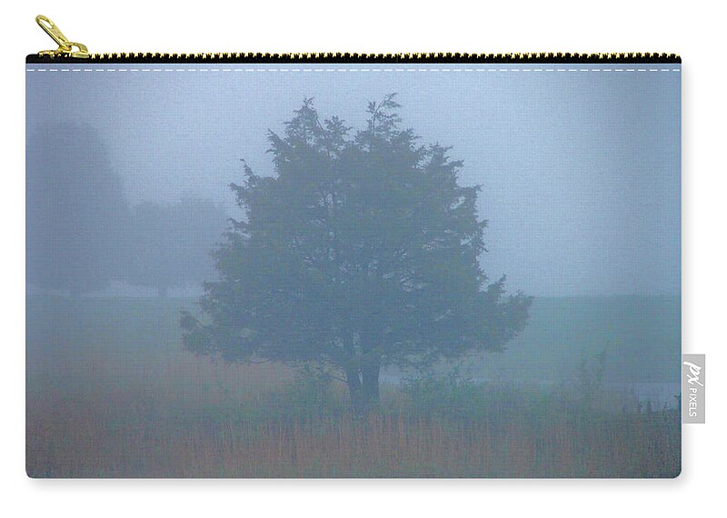 Fog Zip Pouch featuring the photograph Alone in the fog by Nancy Landry