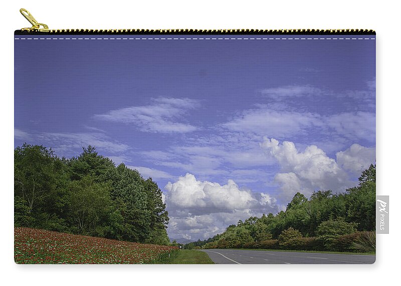 Mountain Zip Pouch featuring the photograph Along a Mountain Road by Judy Hall-Folde