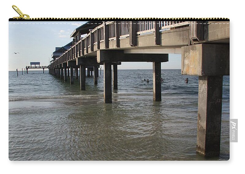 Pier Zip Pouch featuring the photograph Along The Clearwater Pier by Christiane Schulze Art And Photography