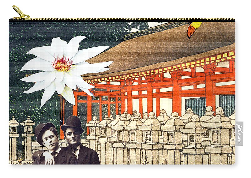 Collage Zip Pouch featuring the digital art Alonzo and Francis Honeymoon in Japan by John Vincent Palozzi