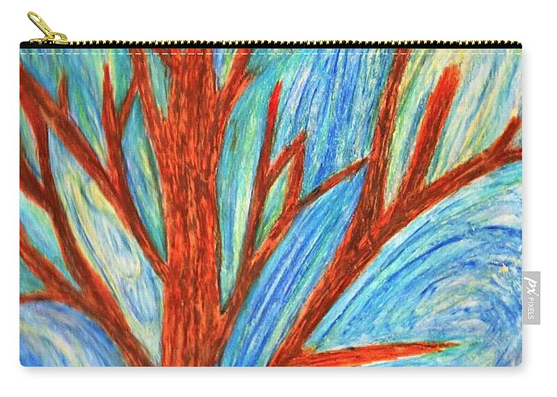 Tree Zip Pouch featuring the painting Aloushi's Abstract by Renee Michelle Wenker