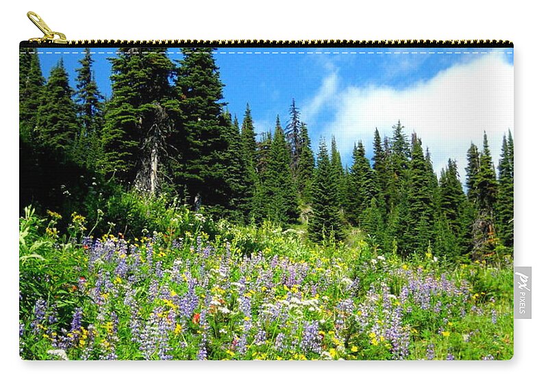 Alpine Zip Pouch featuring the photograph Alpine Walk by Kathy Bassett