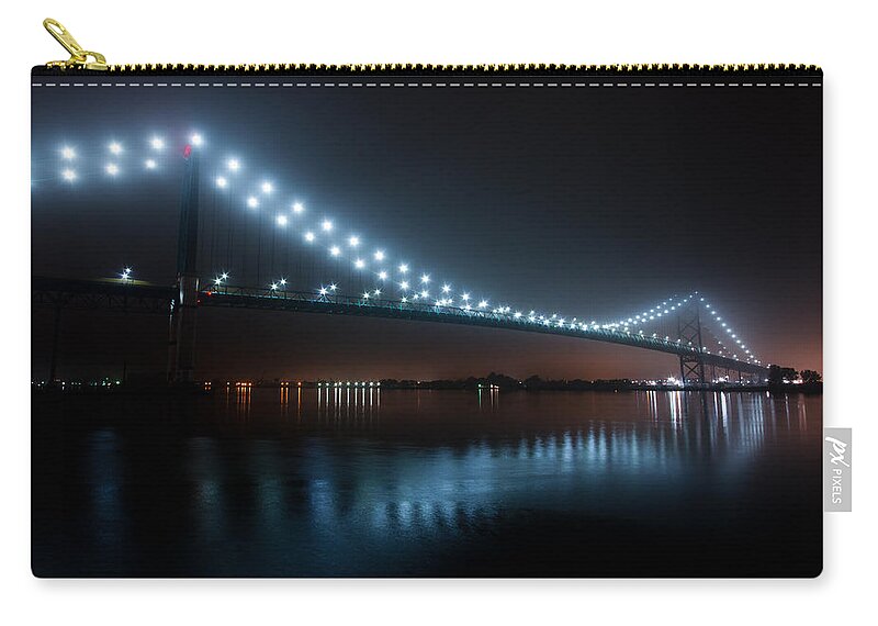 Fog Zip Pouch featuring the photograph Ambassador Bridge Fog by Cale Best