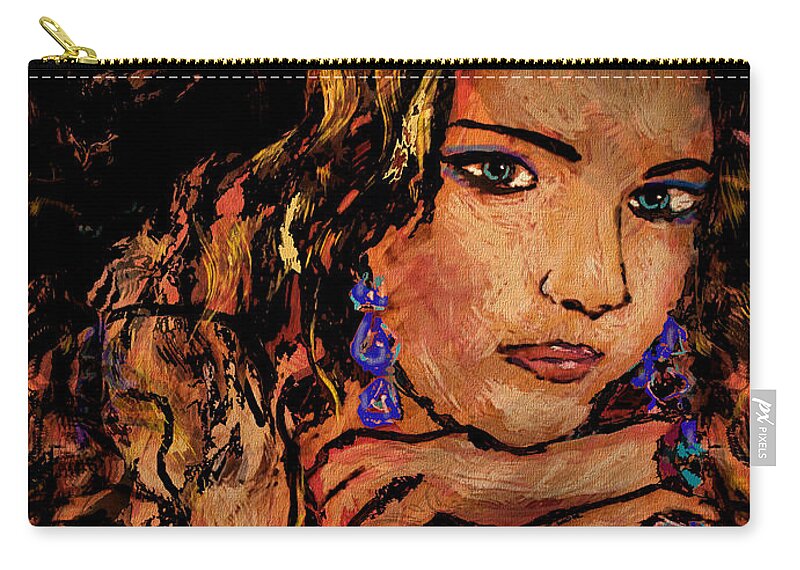 Woman Zip Pouch featuring the mixed media Amber by Natalie Holland
