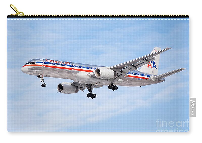 757 Zip Pouch featuring the photograph Amercian Airlines Boeing 757 Airplane Landing by Paul Velgos