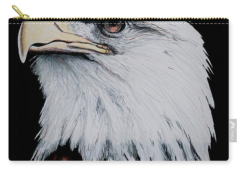 Pen Zip Pouch featuring the drawing American Bald Eagle by Bill Richards