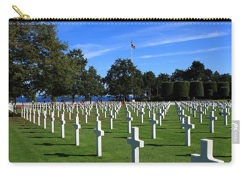Memorial Day Zip Pouch featuring the photograph American Cemetery Normandy by Aidan Moran
