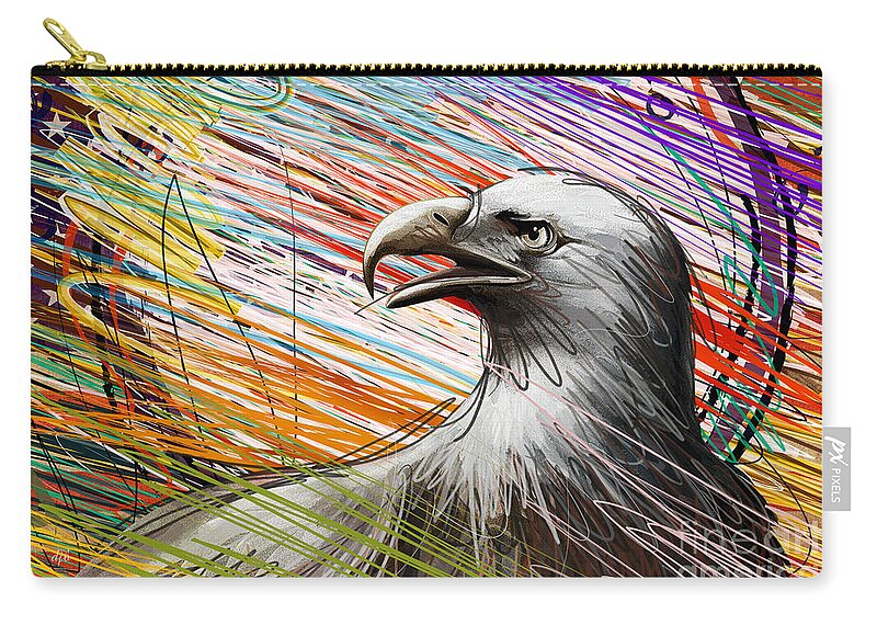 Eagle Zip Pouch featuring the digital art American Eagle by Peter Awax