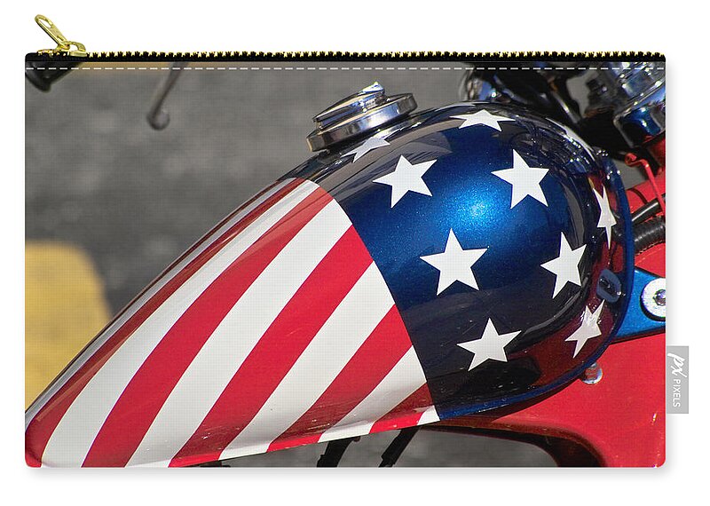 American Zip Pouch featuring the photograph American Motorcycle by Gary Dean Mercer Clark
