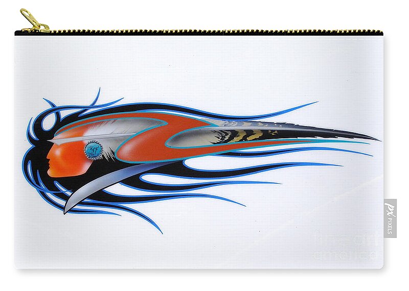American Indian Zip Pouch featuring the painting American Sprit by Alan Johnson