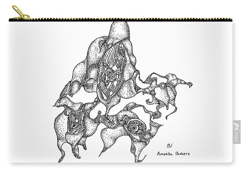 Pen Zip Pouch featuring the drawing Amoeba Dancers by Regina Valluzzi
