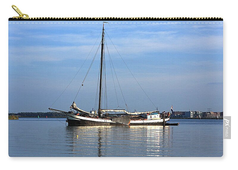 Boats Zip Pouch featuring the photograph Amsterdam Houseboat by Aidan Moran