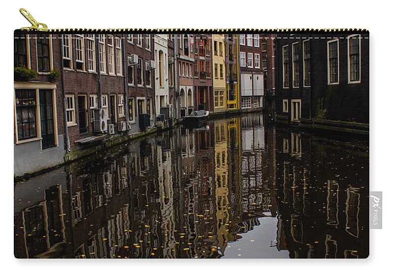 Amsterdam Zip Pouch featuring the photograph Amsterdam - Serene Fall Reflections by Georgia Mizuleva