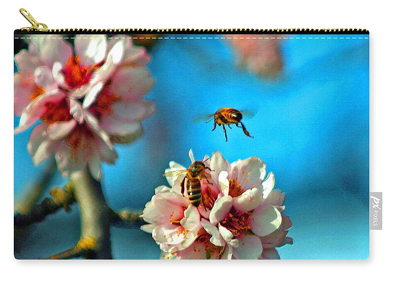 Almond Trees Zip Pouch featuring the digital art An Almond Pollen Day by Joseph Coulombe