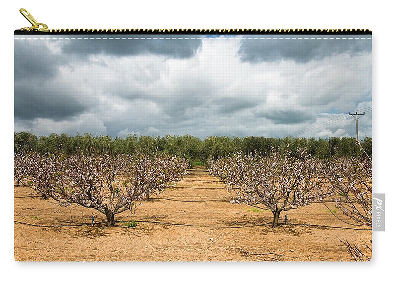 Scenics Zip Pouch featuring the photograph An Apricot Plantation by Photograph By Giora Meisler
