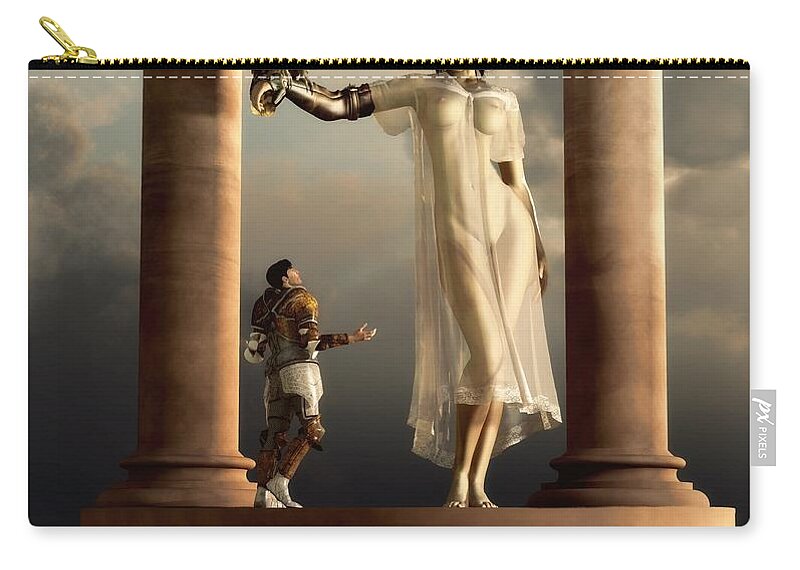 Goddess Zip Pouch featuring the digital art An Audience With Athena by Kaylee Mason