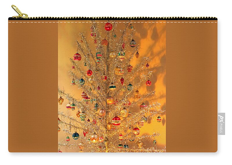 Christmas Zip Pouch featuring the photograph An Old Fashioned Christmas - Aluminum Tree by Suzanne Gaff
