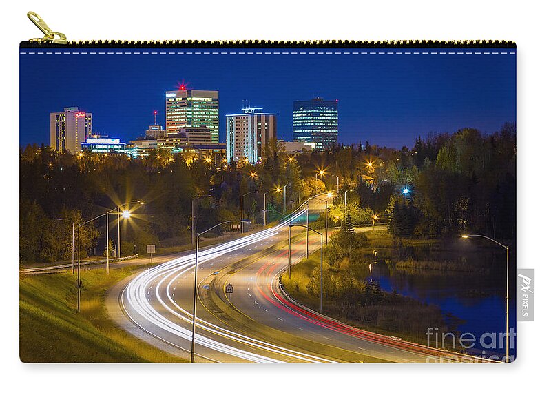 Alaska Zip Pouch featuring the photograph Anchorage Skyline by Inge Johnsson