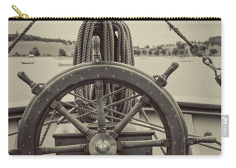 Handle Zip Pouch featuring the photograph Anchored In Harbour by Shaunl