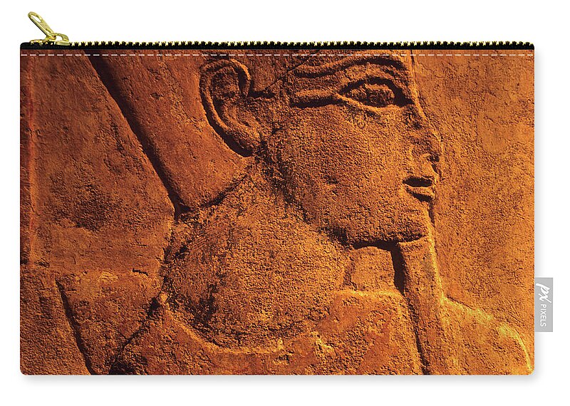 Relief Carving Zip Pouch featuring the photograph Ancient Egyptian Carving, Temple Of by Hisham Ibrahim