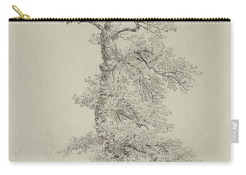 Stork Zip Pouch featuring the drawing Ancient Oak Tree with a Storks Nest by Caspar David Friedrich