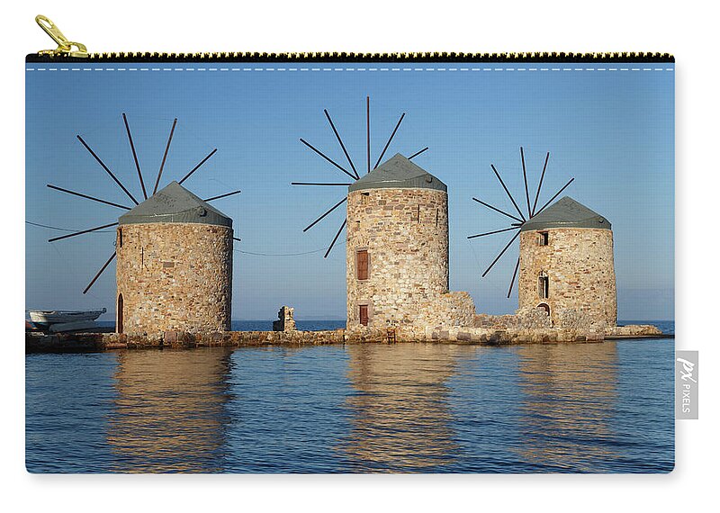 Scenics Zip Pouch featuring the photograph Ancient Windmills by Uchar