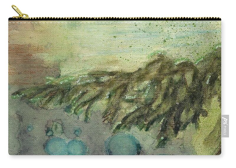 Pine Tree Zip Pouch featuring the painting Angel Wing Branch by Cara Frafjord