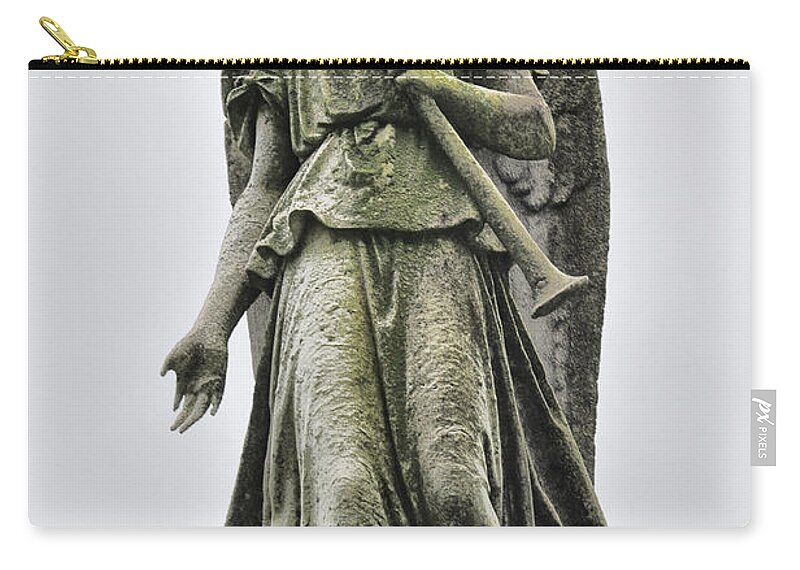 Angel Zip Pouch featuring the photograph Angel with Trumpet by Bill Cannon