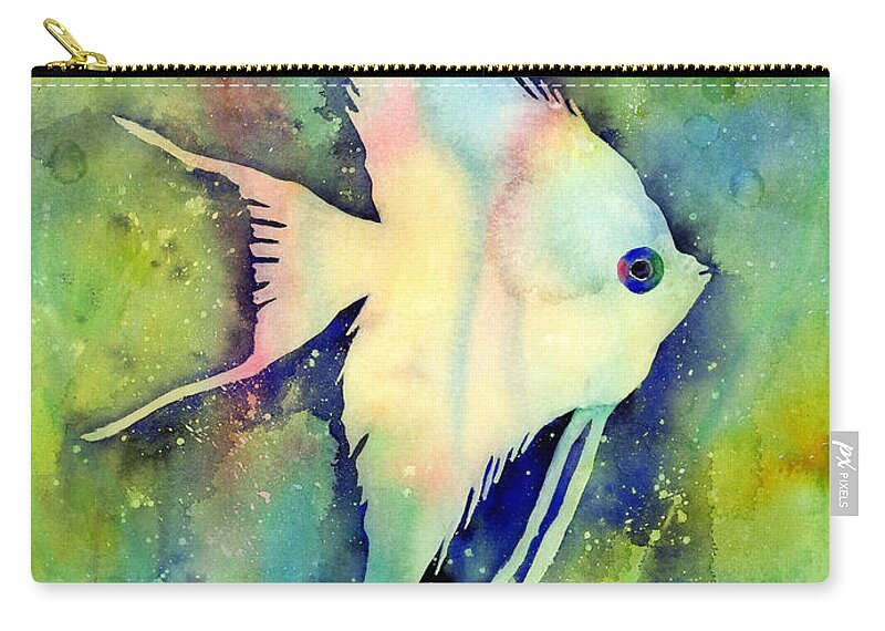 Fish Zip Pouch featuring the painting Angelfish I by Hailey E Herrera