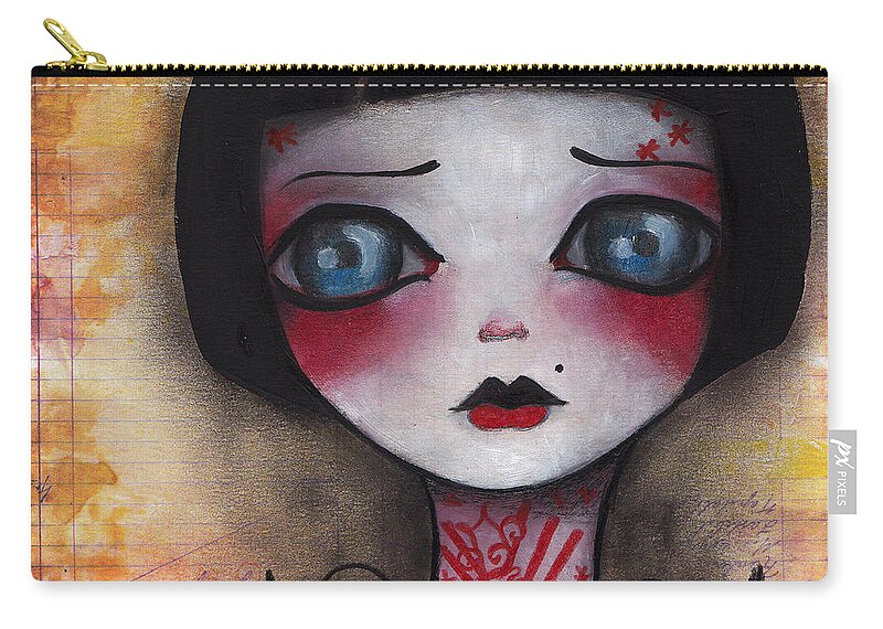 Tattoos Zip Pouch featuring the painting Angelica by Abril Andrade