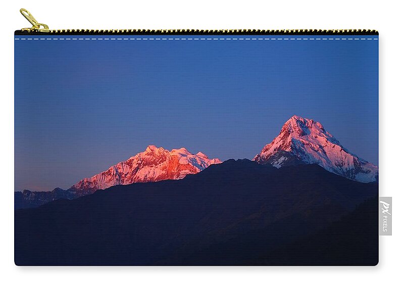 Annapurna Zip Pouch featuring the photograph Annapurna South Massif by FireFlux Studios
