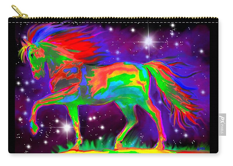 Stallion Zip Pouch featuring the painting Another Rainbow Stallion by Nick Gustafson