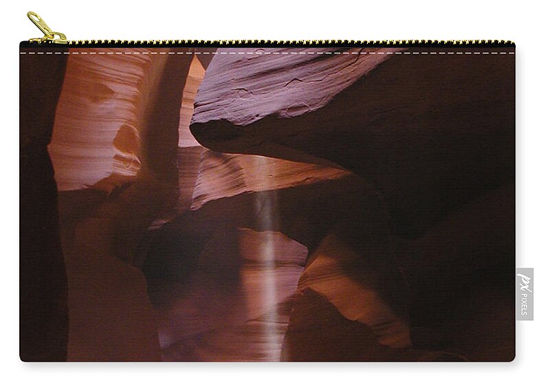 Upper Zip Pouch featuring the photograph Antelope Canyon with Light Beam by Alan Socolik