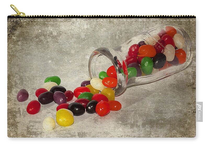 Jelly Beans Zip Pouch featuring the photograph Antique Bottle And Jelly Beans by Phyllis Denton