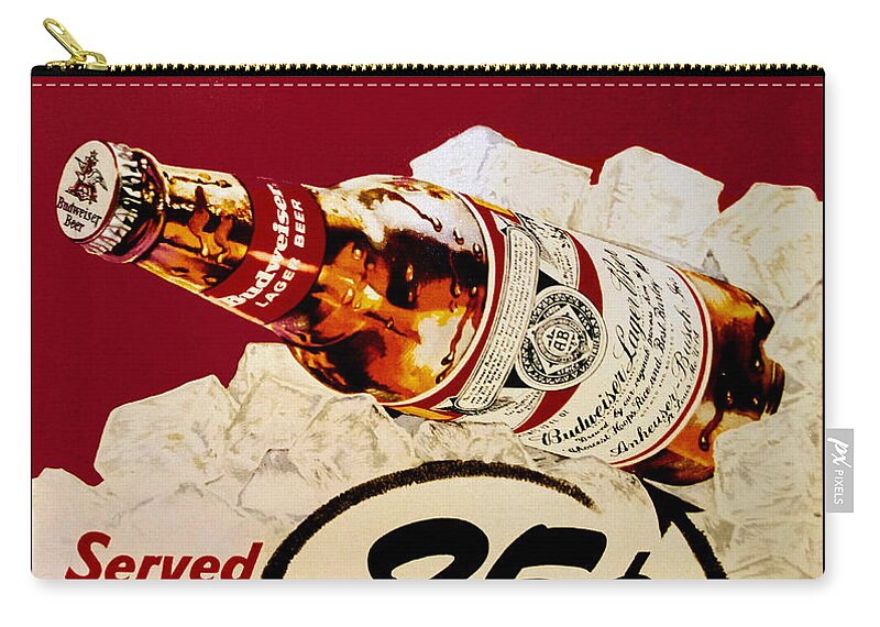 Drink Zip Pouch featuring the photograph Antique Budweiser Signage by Thomas Woolworth