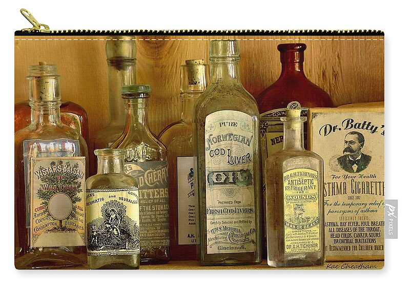 Antique Glass Bottles Carry-all Pouch featuring the photograph Antique General Store Display 2 by Kae Cheatham