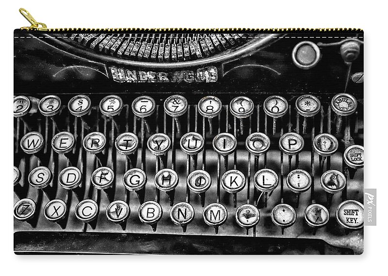 Christopher Holmes Photography Zip Pouch featuring the photograph Antique Keyboard - BW by Christopher Holmes