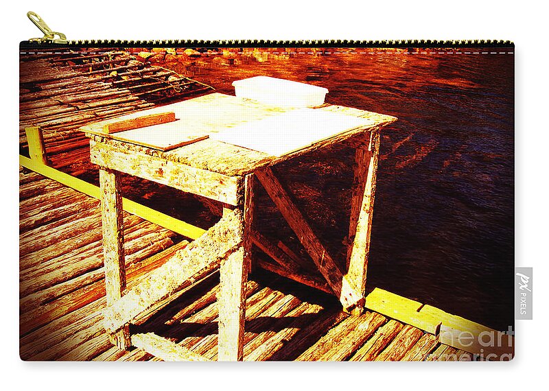 Antique Splitting Table Zip Pouch featuring the digital art Antique Splitting Table by Barbara A Griffin