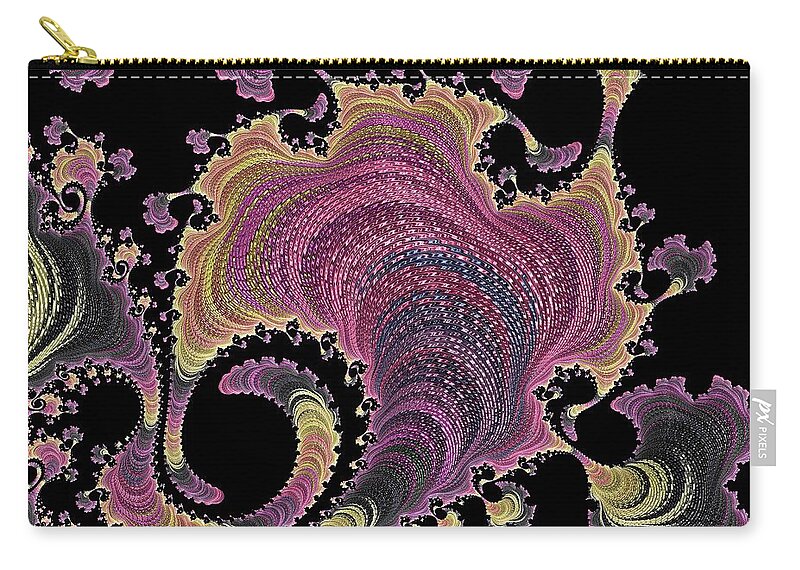 Abstract Fractal Art Zip Pouch featuring the digital art Antique Tapestry by Susan Maxwell Schmidt