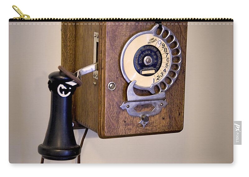 Telephone Zip Pouch featuring the photograph Antique Telephone by David Millenheft
