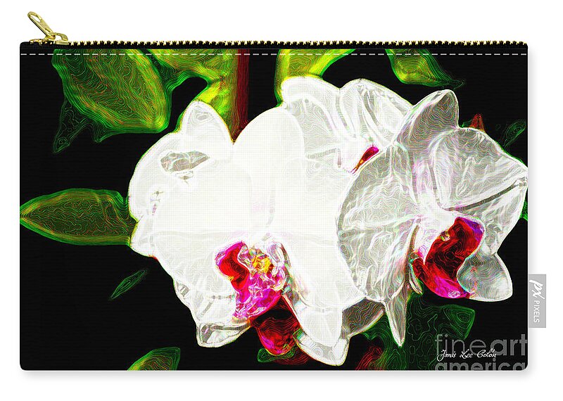 Orchid Zip Pouch featuring the photograph AOS White Orchid 2 by Janis Lee Colon
