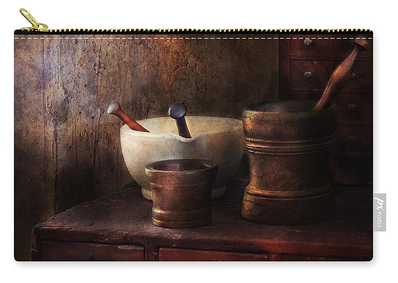 Pharmacy Zip Pouch featuring the photograph Apothecary - Pick a Pestle by Mike Savad