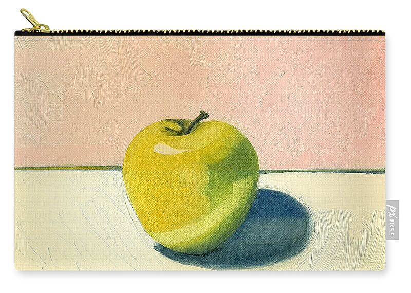 Golden Delicious Apple Zip Pouch featuring the painting Apple - Pink and White by Katherine Miller