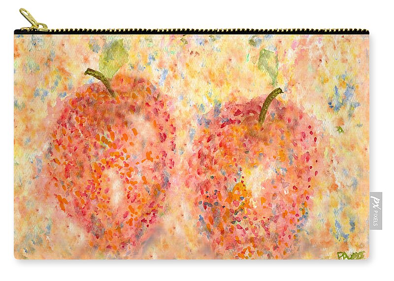 Watercolor Zip Pouch featuring the painting Apple Twins by Paula Ayers
