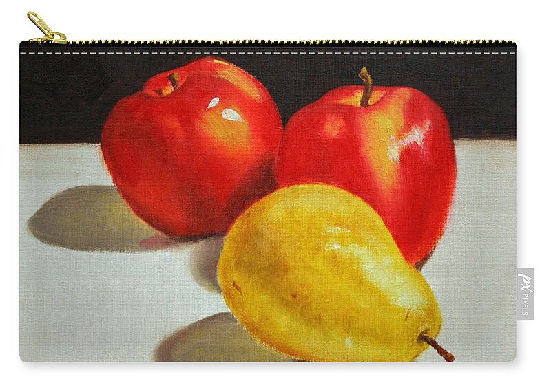 Apples Zip Pouch featuring the painting Apples and Pear by Jimmie Bartlett