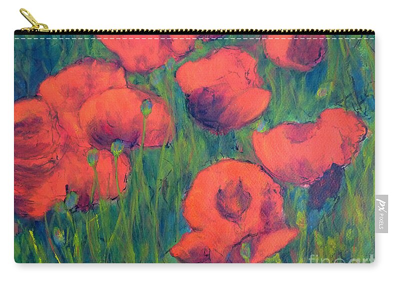 Poppies Zip Pouch featuring the painting April Poppies 2 by Jackie Sherwood