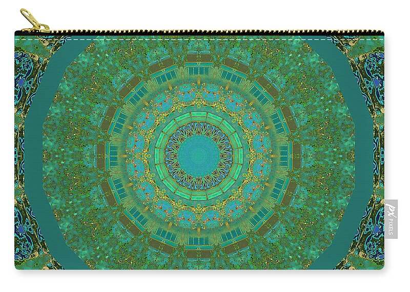 Abstract Geometric Zip Pouch featuring the digital art Aqua House 5 by Don and Judi Hall
