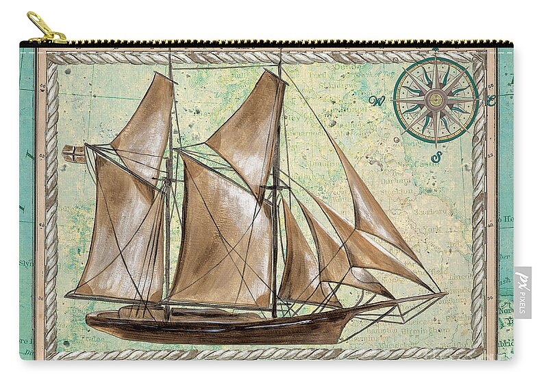 Aqua Carry-all Pouch featuring the painting Aqua Maritime 2 by Debbie DeWitt