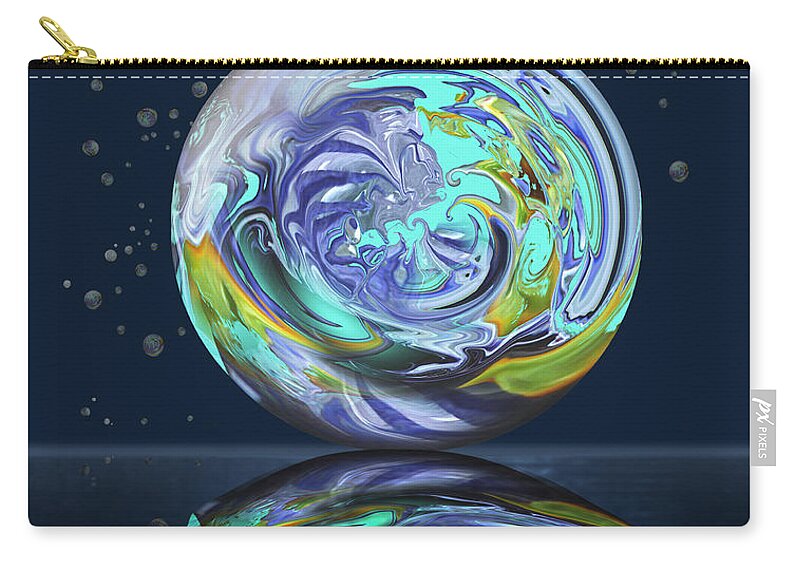 Abstract Carry-all Pouch featuring the digital art Aqua Orb by Deborah Smith